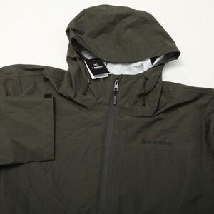 BAERSkin Rain Jacket Mens 3XL Dark Green Hooded Full Zip Ripstop Windbreaker 25A